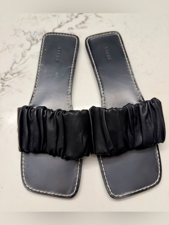 STAUD Shoes - STAUD Nina Black Ruched Slide Sandals size 41